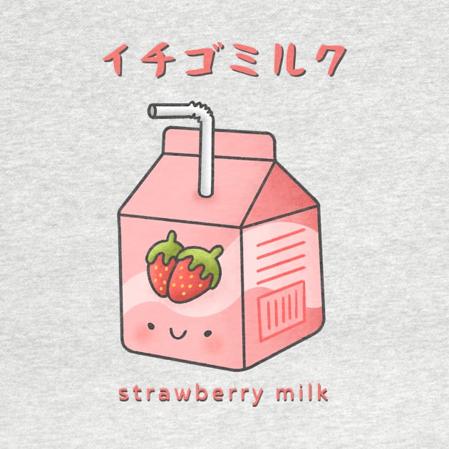 Strawberry milk - in Japanese Kanji by Moshi Moshi Designs